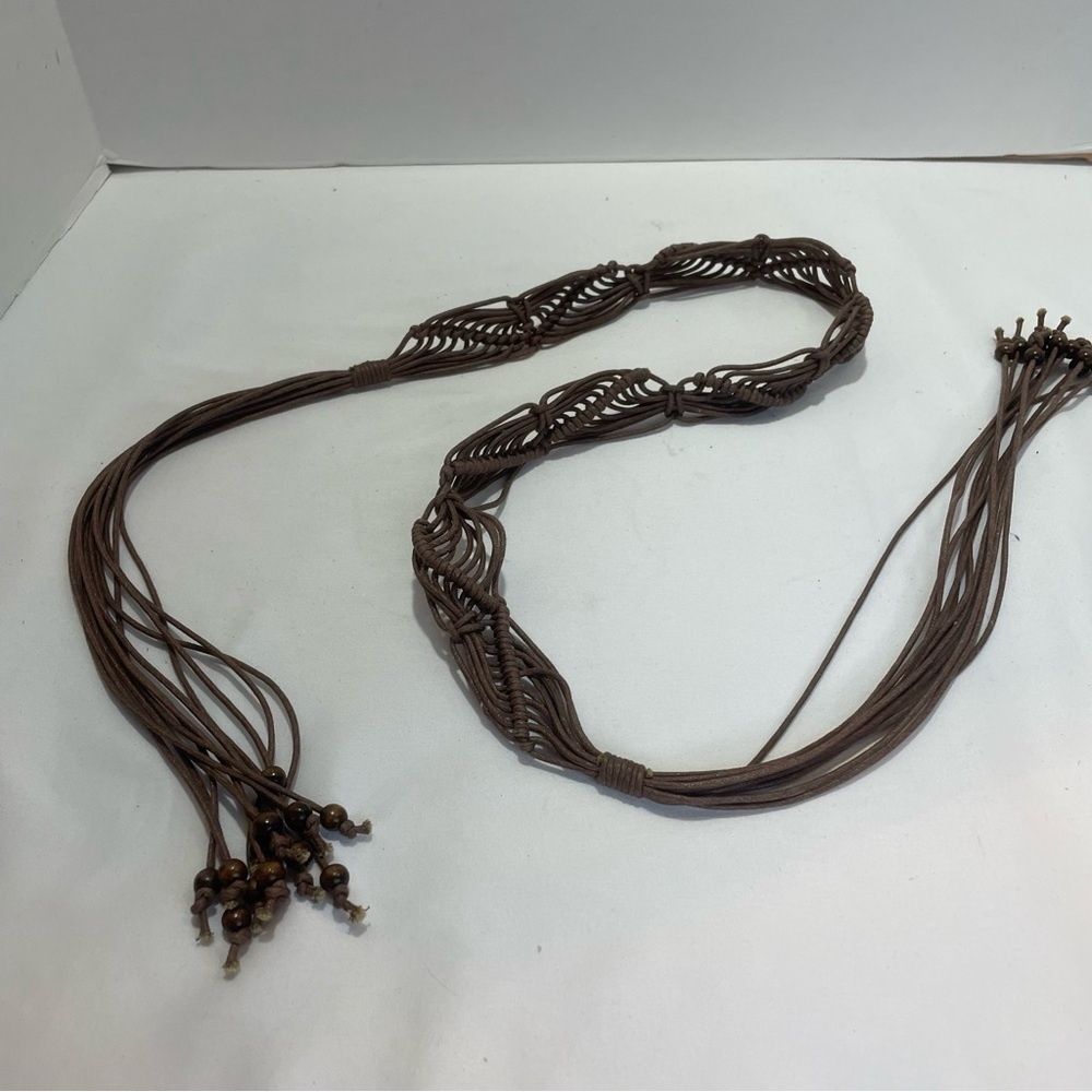 Macrame Multi-Strand belt with beads. Pre-owned. 60’s 70’s. Bohemian. 54”long.